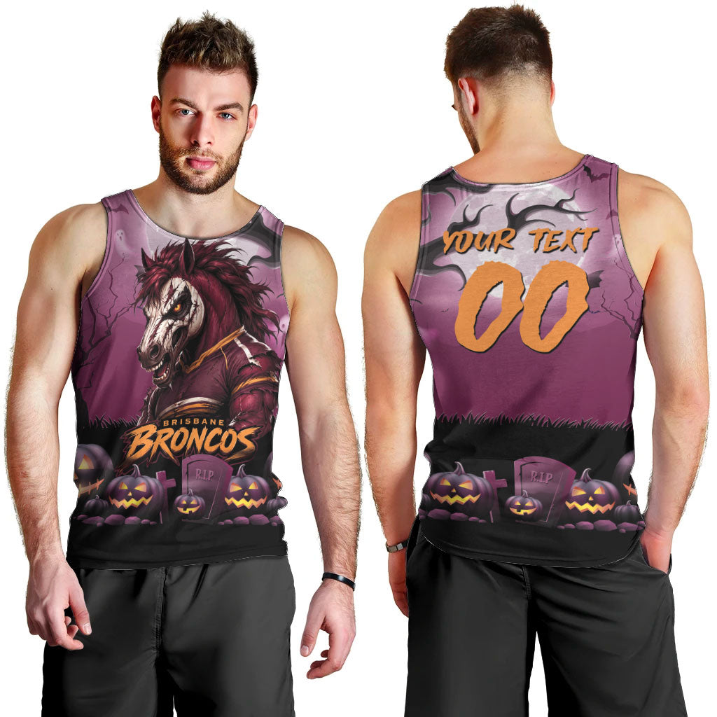 Custom Halloween Brisbane Broncos Men Tank Top Spooky Australia Mascot Rugby