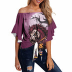 Custom Halloween Brisbane Broncos Off Shoulder Wrap Waist Top Spooky Australia Mascot Rugby