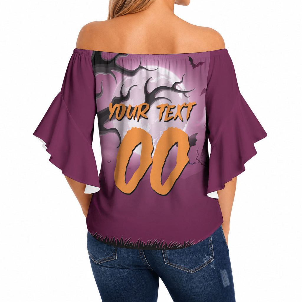 Custom Halloween Brisbane Broncos Off Shoulder Wrap Waist Top Spooky Australia Mascot Rugby