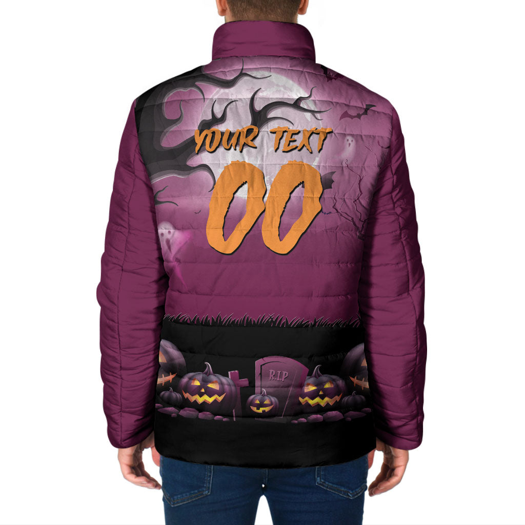Custom Halloween Brisbane Broncos Padded Jacket Spooky Australia Mascot Rugby
