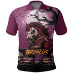 Custom Halloween Brisbane Broncos Polo Shirt Spooky Australia Mascot Rugby