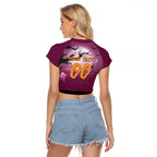 Custom Halloween Brisbane Broncos Raglan Cropped T Shirt Spooky Australia Mascot Rugby
