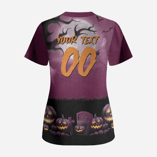 Custom Halloween Brisbane Broncos Scrub Top Spooky Australia Mascot Rugby