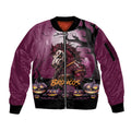 Custom Halloween Brisbane Broncos Sleeve Zip Bomber Jacket Spooky Australia Mascot Rugby