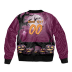 Custom Halloween Brisbane Broncos Sleeve Zip Bomber Jacket Spooky Australia Mascot Rugby