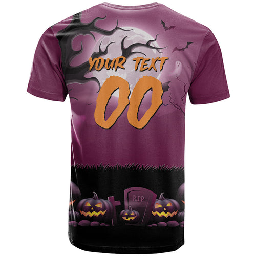 Custom Halloween Brisbane Broncos T Shirt Spooky Australia Mascot Rugby