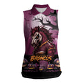 Custom Halloween Brisbane Broncos Women Sleeveless Polo Shirt Spooky Australia Mascot Rugby