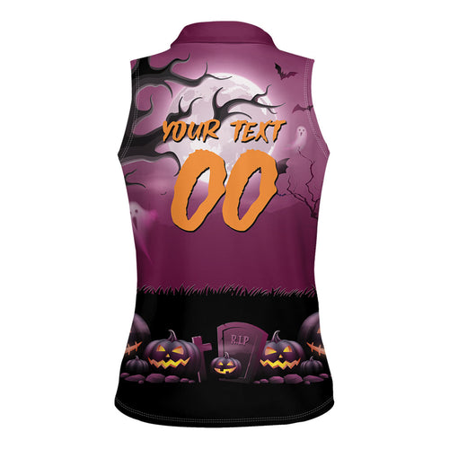 Custom Halloween Brisbane Broncos Women Sleeveless Polo Shirt Spooky Australia Mascot Rugby