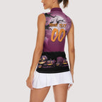 Custom Halloween Brisbane Broncos Women Sleeveless Polo Shirt Spooky Australia Mascot Rugby