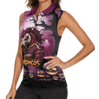 Custom Halloween Brisbane Broncos Women Sleeveless Polo Shirt Spooky Australia Mascot Rugby