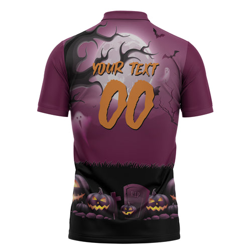 Custom Halloween Brisbane Broncos Zipper Polo Shirt Spooky Australia Mascot Rugby