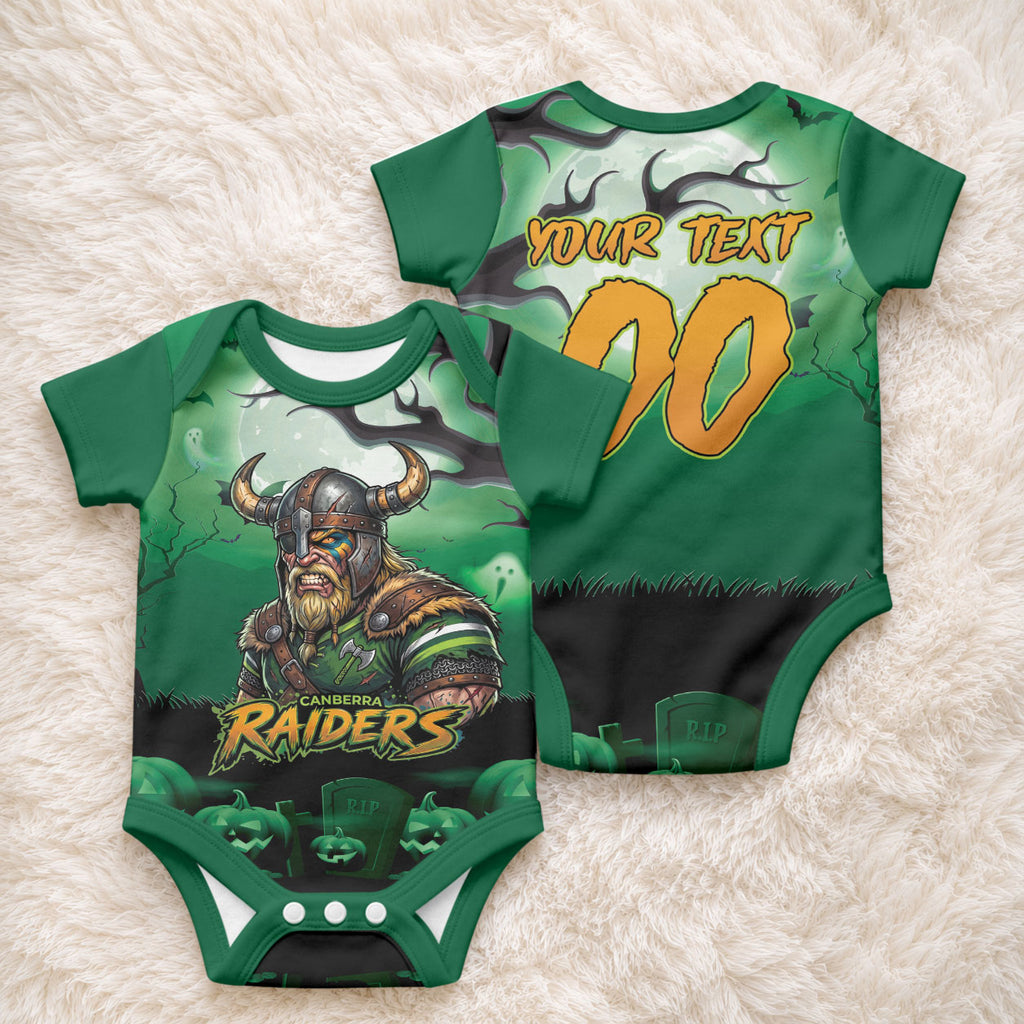 Custom Halloween Canberra Raiders Baby Onesie Spooky Australia Mascot Rugby