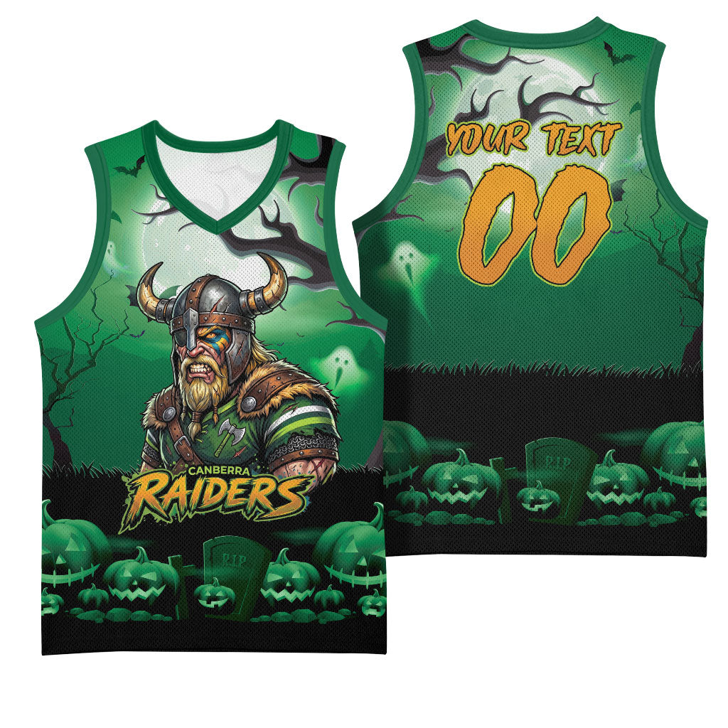 Custom Halloween Canberra Raiders Basketball Jersey Spooky Australia Mascot Rugby