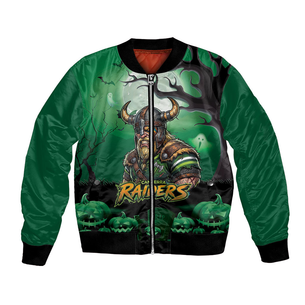 Custom Halloween Canberra Raiders Bomber Jacket Spooky Australia Mascot Rugby