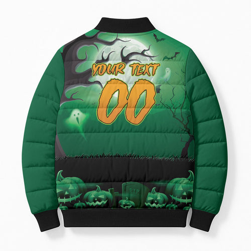 Custom Halloween Canberra Raiders Bomber Puffer Jacket Spooky Australia Mascot Rugby