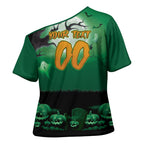 Custom Halloween Canberra Raiders Cross Shoulder Shirt Spooky Australia Mascot Rugby