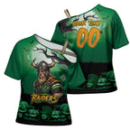 Custom Halloween Canberra Raiders Cross Shoulder Shirt Spooky Australia Mascot Rugby