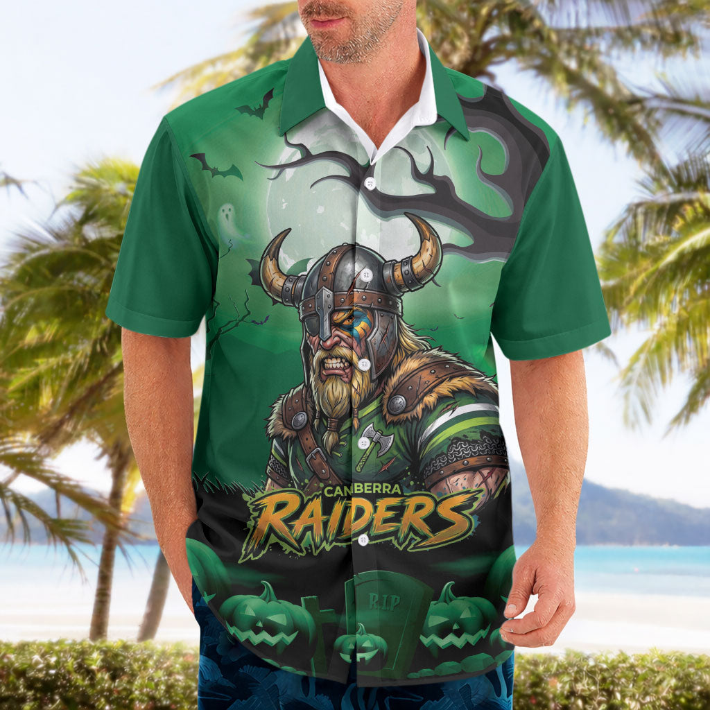 Custom Halloween Canberra Raiders Hawaiian Shirt Spooky Australia Mascot Rugby