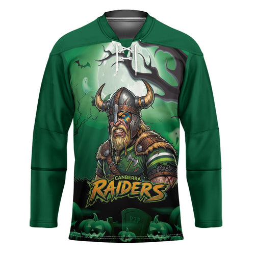 Custom Halloween Canberra Raiders Hockey Jersey Spooky Australia Mascot Rugby