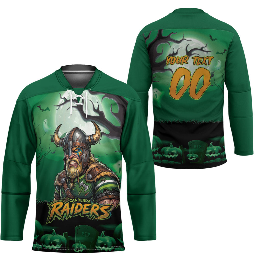 Custom Halloween Canberra Raiders Hockey Jersey Spooky Australia Mascot Rugby