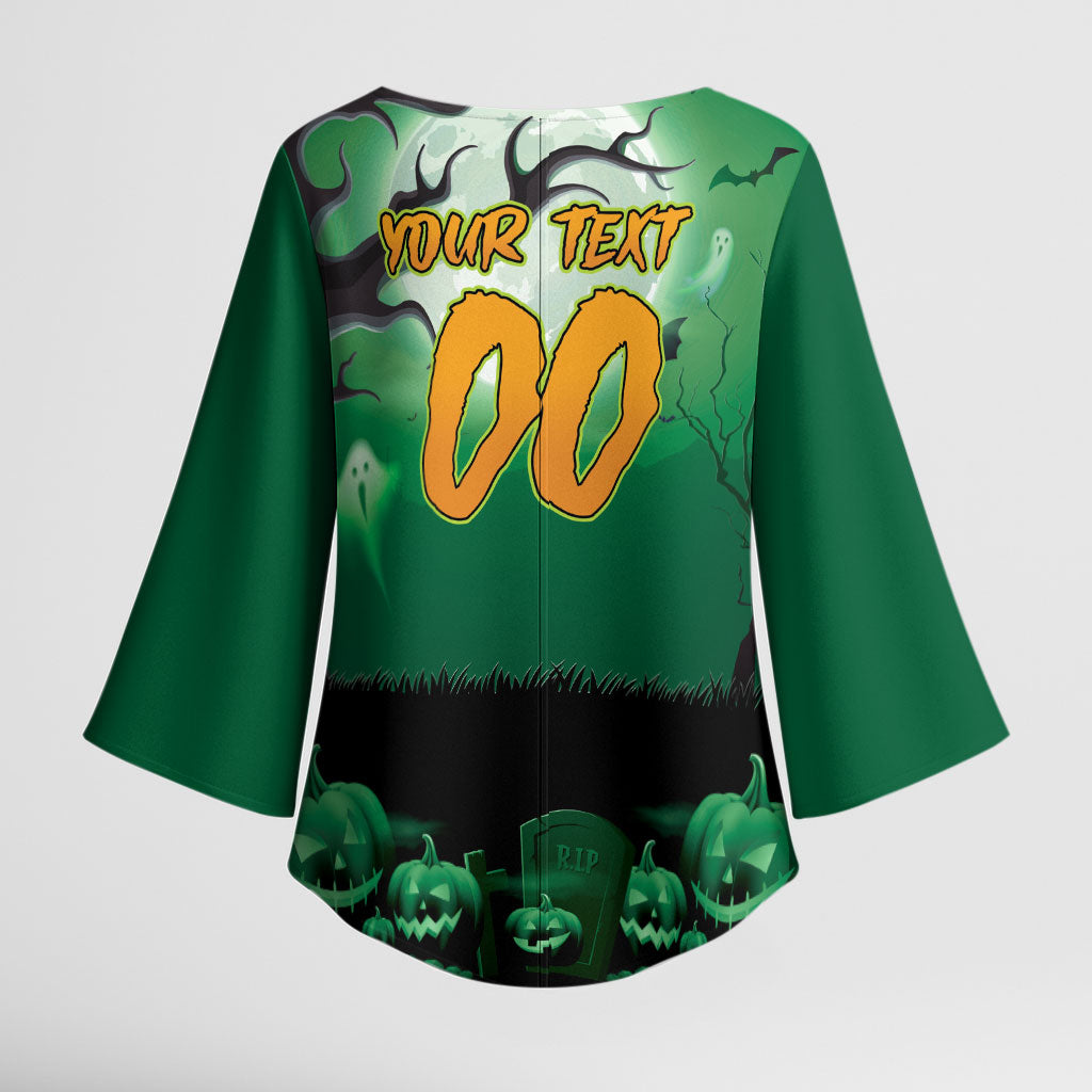 Custom Halloween Canberra Raiders Kimono Sleeve Blouse Spooky Australia Mascot Rugby