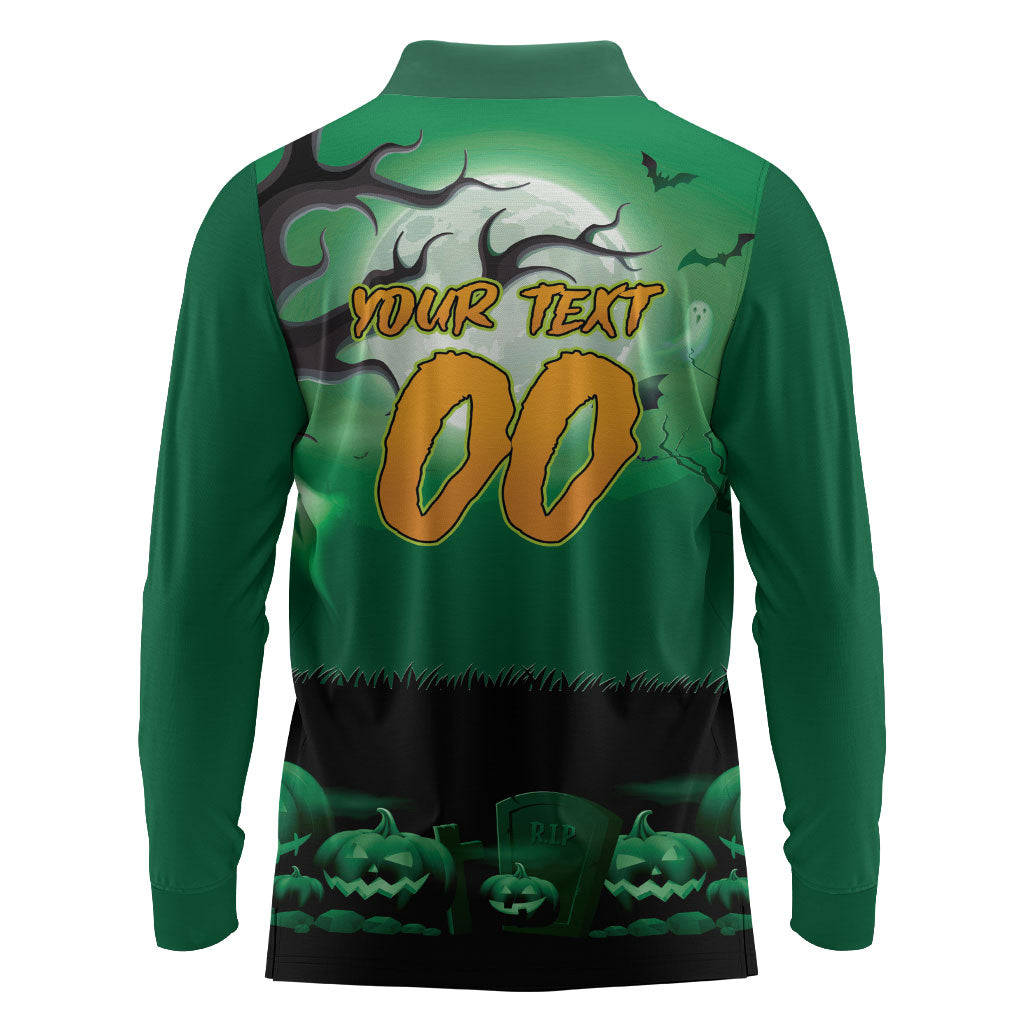 Custom Halloween Canberra Raiders Long Sleeve Polo Shirt Spooky Australia Mascot Rugby
