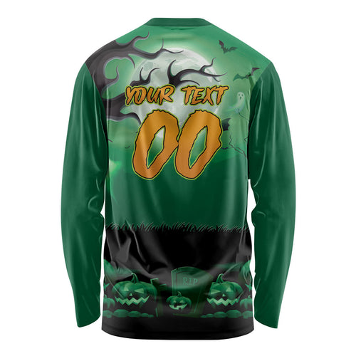 Custom Halloween Canberra Raiders Long Sleeve Shirt Spooky Australia Mascot Rugby