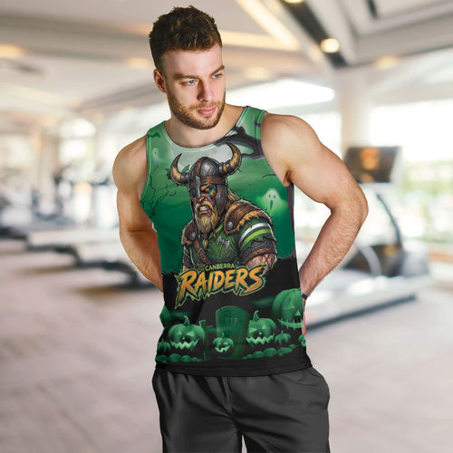 Custom Halloween Canberra Raiders Men Tank Top Spooky Australia Mascot Rugby