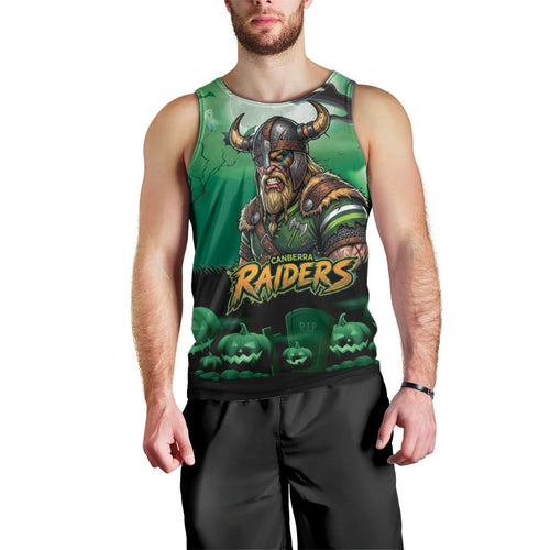 Custom Halloween Canberra Raiders Men Tank Top Spooky Australia Mascot Rugby