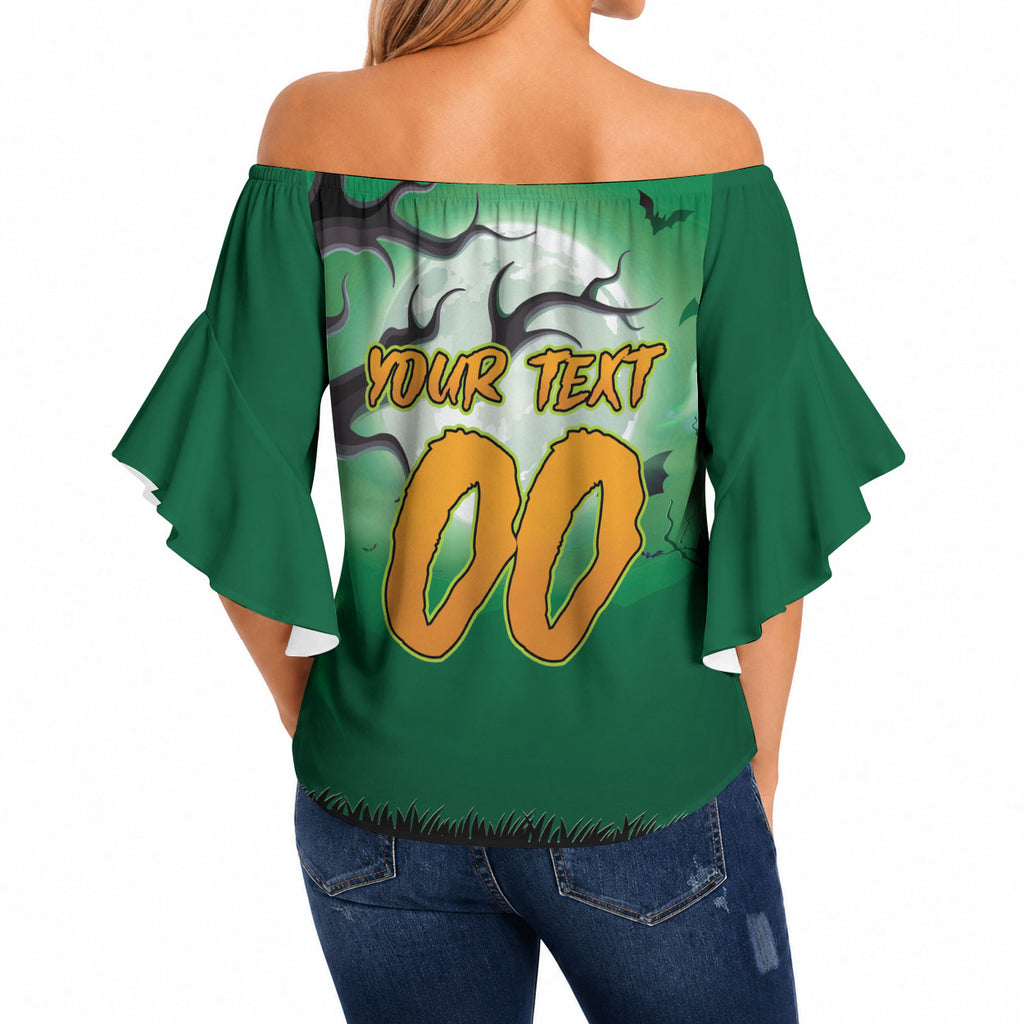 Custom Halloween Canberra Raiders Off Shoulder Wrap Waist Top Spooky Australia Mascot Rugby