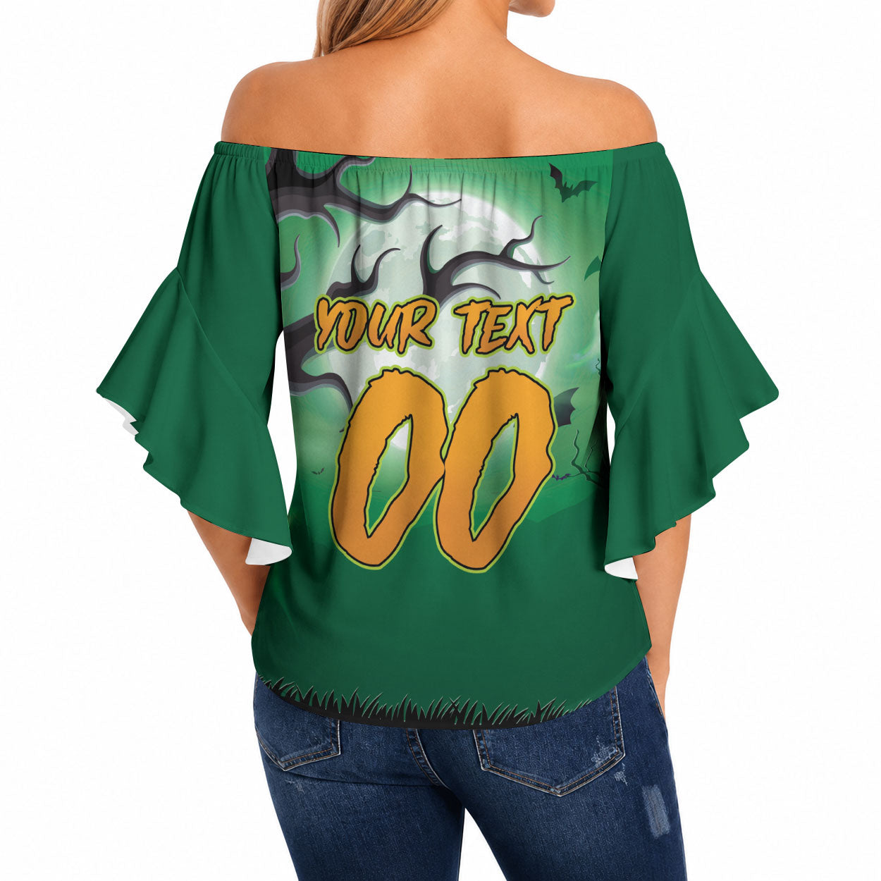 Custom Halloween Canberra Raiders Off Shoulder Wrap Waist Top Spooky Australia Mascot Rugby