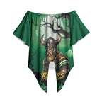 Custom Halloween Canberra Raiders Off Shoulder Wrap Waist Top Spooky Australia Mascot Rugby