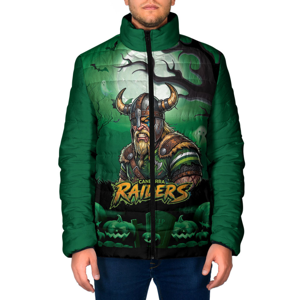 Custom Halloween Canberra Raiders Padded Jacket Spooky Australia Mascot Rugby