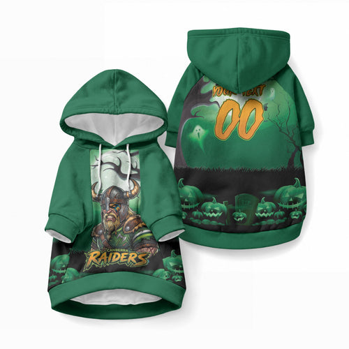 Custom Halloween Canberra Raiders Pet Hoodie Spooky Australia Mascot Rugby