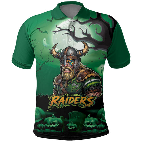 Custom Halloween Canberra Raiders Polo Shirt Spooky Australia Mascot Rugby