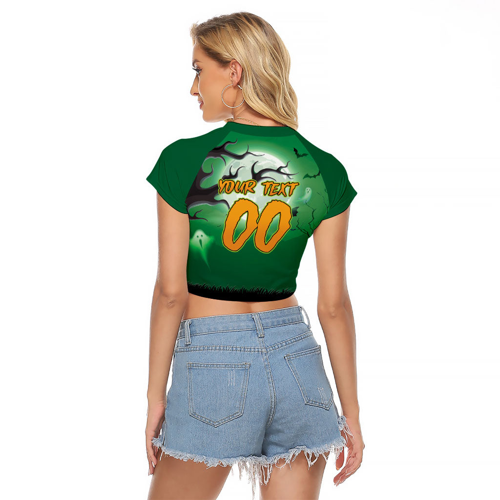Custom Halloween Canberra Raiders Raglan Cropped T Shirt Spooky Australia Mascot Rugby