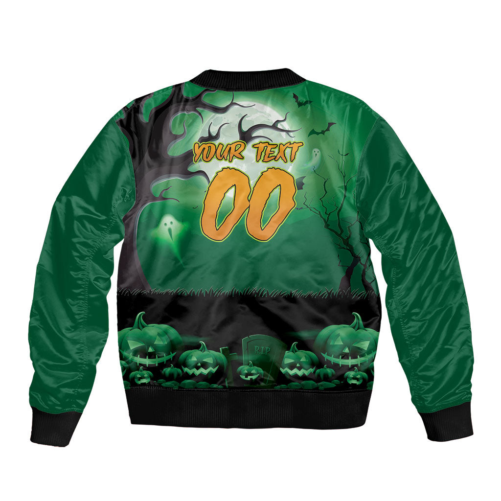 Custom Halloween Canberra Raiders Sleeve Zip Bomber Jacket Spooky Australia Mascot Rugby