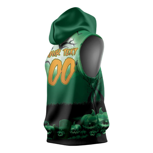 Custom Halloween Canberra Raiders Sleeveless Hoodie Spooky Australia Mascot Rugby