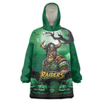 Custom Halloween Canberra Raiders Wearable Blanket Hoodie Spooky Australia Mascot Rugby