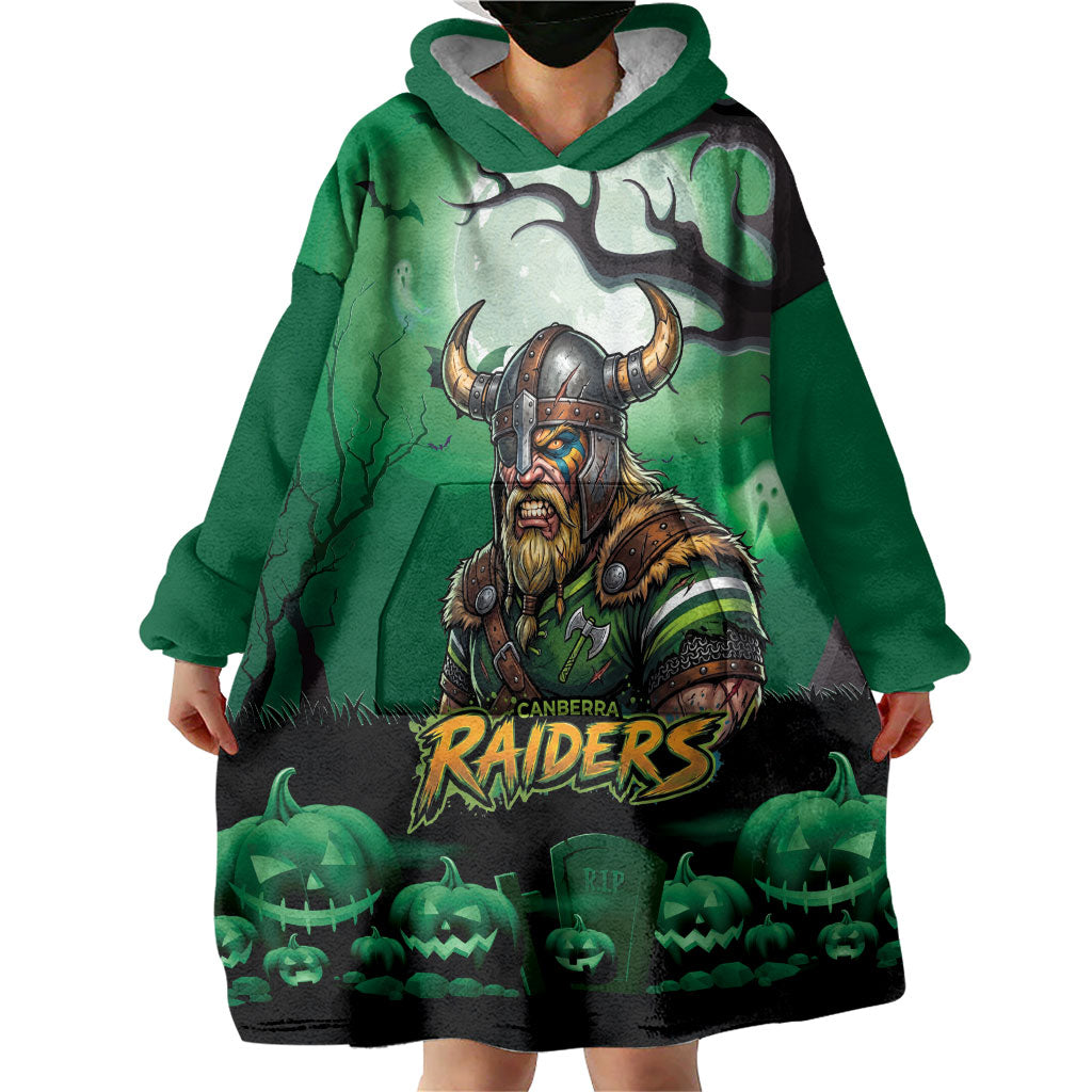 Custom Halloween Canberra Raiders Wearable Blanket Hoodie Spooky Australia Mascot Rugby