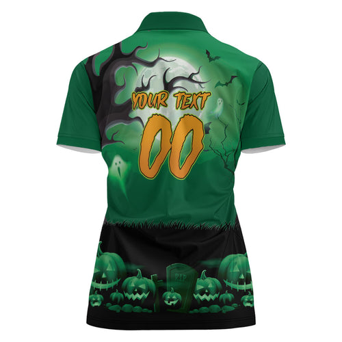 Custom Halloween Canberra Raiders Women Polo Shirt Spooky Australia Mascot Rugby