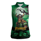 Custom Halloween Canberra Raiders Women Sleeveless Polo Shirt Spooky Australia Mascot Rugby