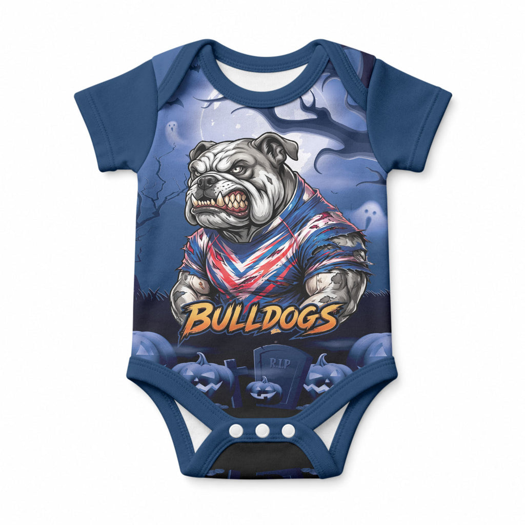 Custom Halloween Canterbury-Bankstown Bulldogs Baby Onesie Spooky Australia Mascot Rugby