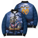 Custom Halloween Canterbury-Bankstown Bulldogs Bomber Puffer Jacket Spooky Australia Mascot Rugby