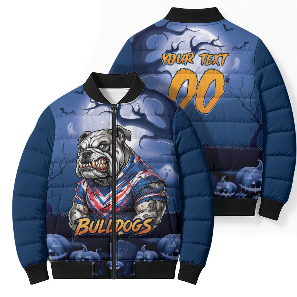Custom Halloween Canterbury-Bankstown Bulldogs Bomber Puffer Jacket Spooky Australia Mascot Rugby