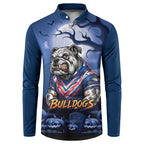 Custom Halloween Canterbury-Bankstown Bulldogs Button Sweatshirt Spooky Australia Mascot Rugby