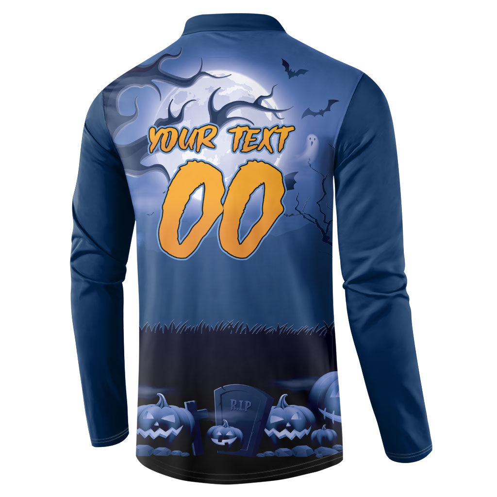 Custom Halloween Canterbury-Bankstown Bulldogs Button Sweatshirt Spooky Australia Mascot Rugby