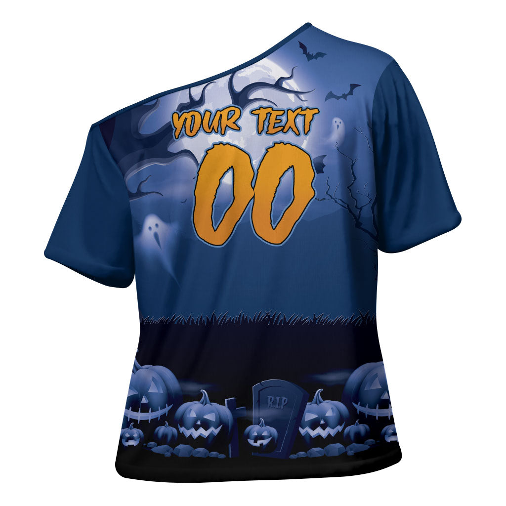 Custom Halloween Canterbury-Bankstown Bulldogs Cross Shoulder Shirt Spooky Australia Mascot Rugby