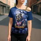 Custom Halloween Canterbury-Bankstown Bulldogs Cross Shoulder Shirt Spooky Australia Mascot Rugby
