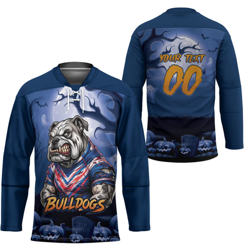 Custom Halloween Canterbury-Bankstown Bulldogs Hockey Jersey Spooky Australia Mascot Rugby